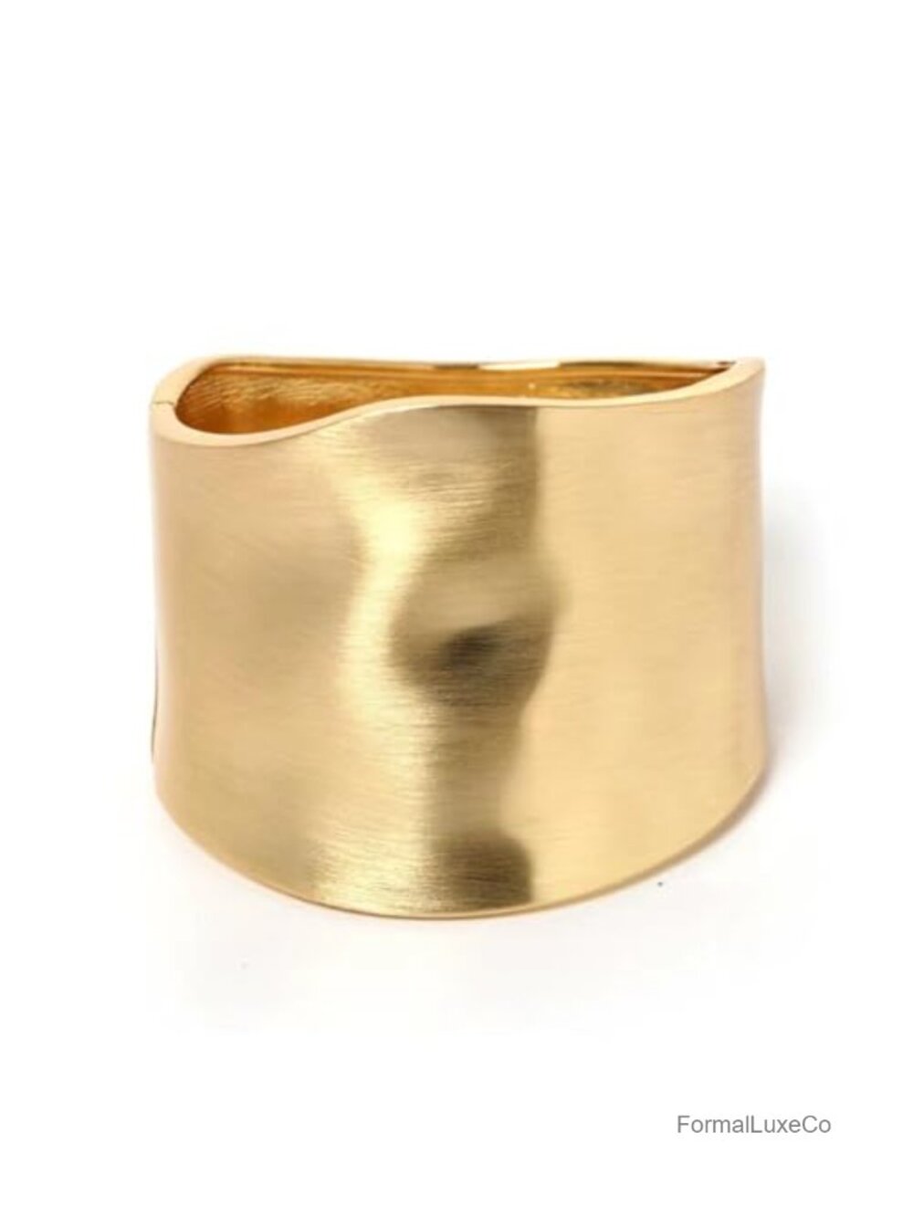 14K Gold Plated Trendy Wide Bangle Bracelet for Women Hinged